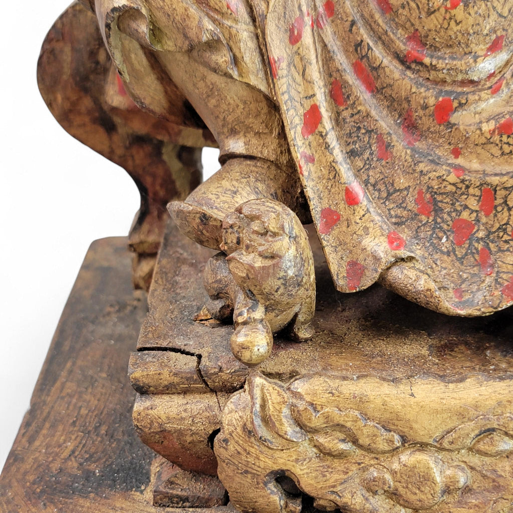 Early Chinese Temple Figure in Gilt & Polychrome, Seated Civil Official, South China c.1650