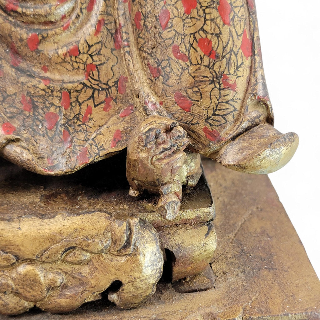 Early Chinese Temple Figure in Gilt & Polychrome, Seated Civil Official, South China c.1650