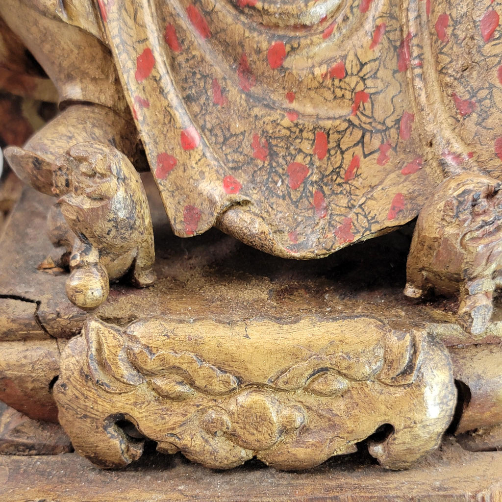 Early Chinese Temple Figure in Gilt & Polychrome, Seated Civil Official, South China c.1650