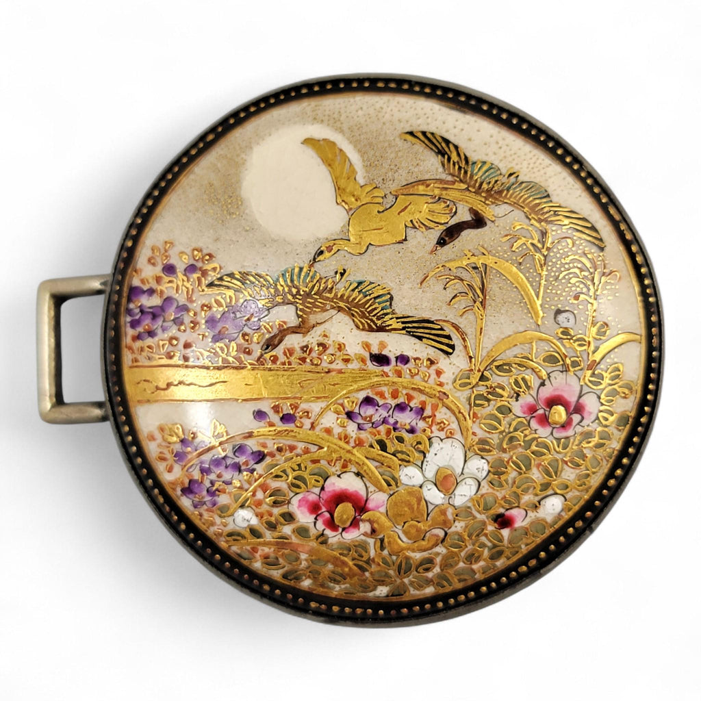 Japanese Kyō-Satsuma Silver Art Buckle, Kyoto, c.1890–1915