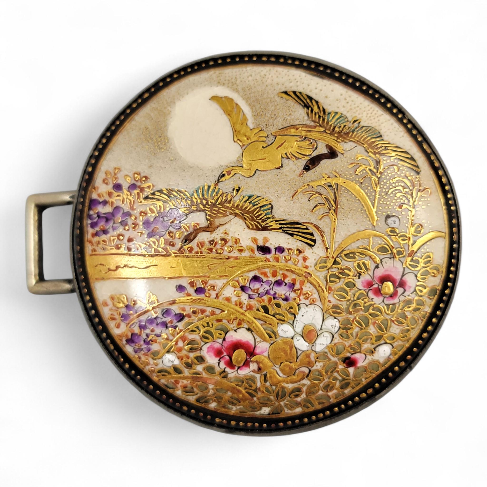 Japanese Kyō-Satsuma Silver Art Buckle, Kyoto, c.1890–1915