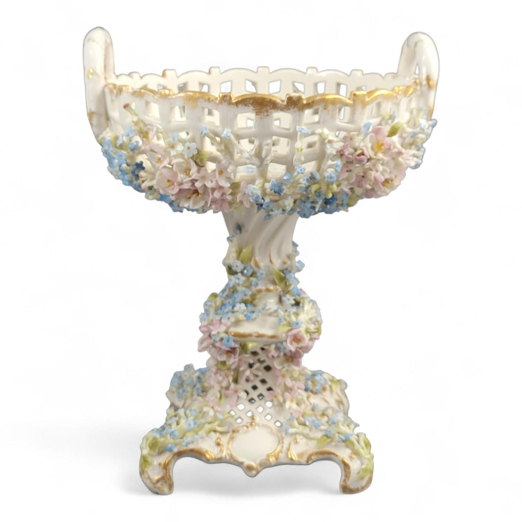 Antique Schierholz Plaue Flower-Encrusted Porcelain Centerpiece, c.1885