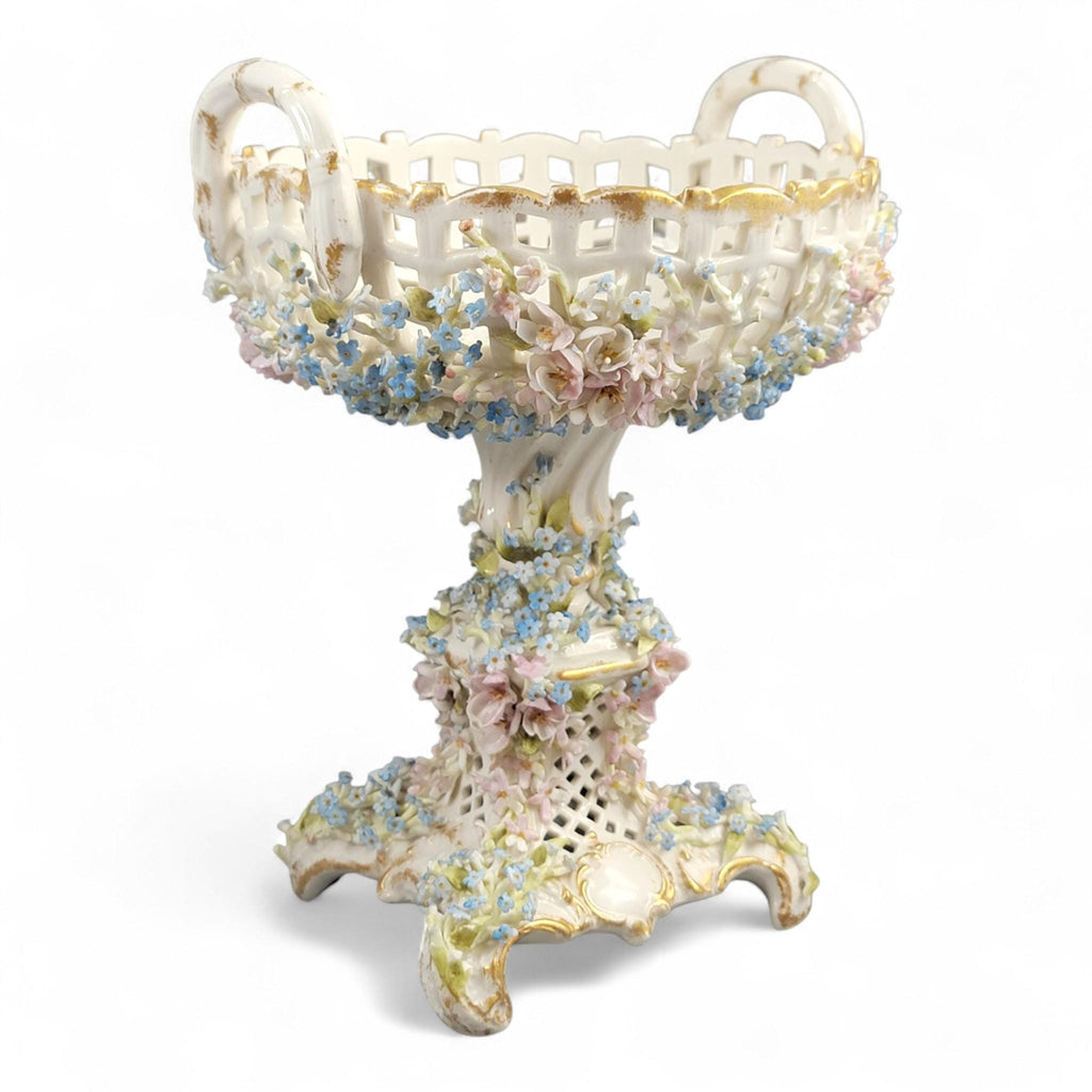 Antique Schierholz Plaue Flower-Encrusted Porcelain Centerpiece, c.1885