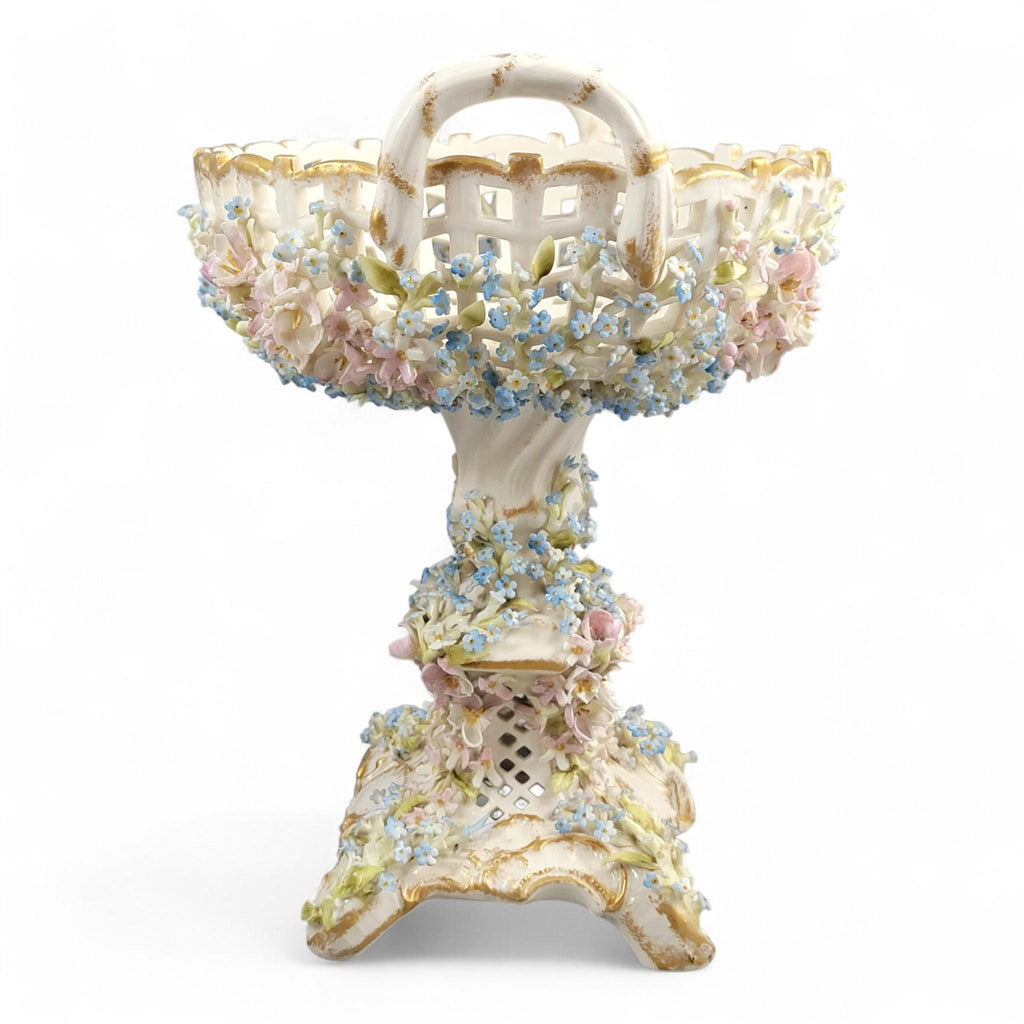 Antique Schierholz Plaue Flower-Encrusted Porcelain Centerpiece, c.1885