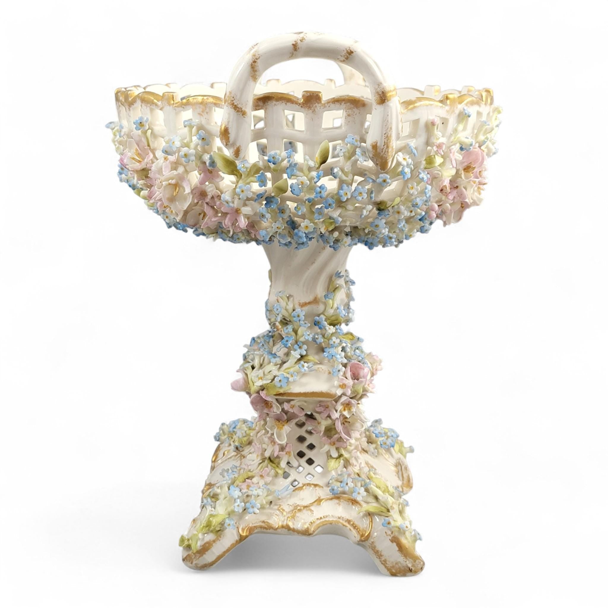 Antique Schierholz Plaue Flower-Encrusted Porcelain Centerpiece, c.1885