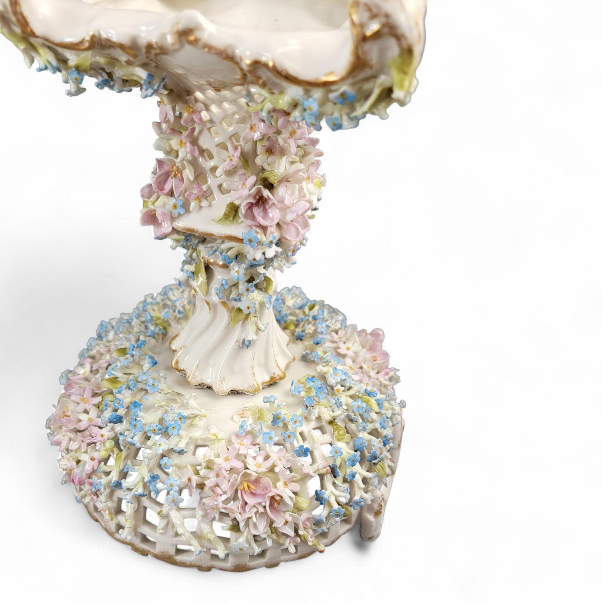 Antique Schierholz Plaue Flower-Encrusted Porcelain Centerpiece, c.1885