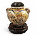 Meiji Satsuma gosu blue koro signed Kizan with metal lid, c.1885