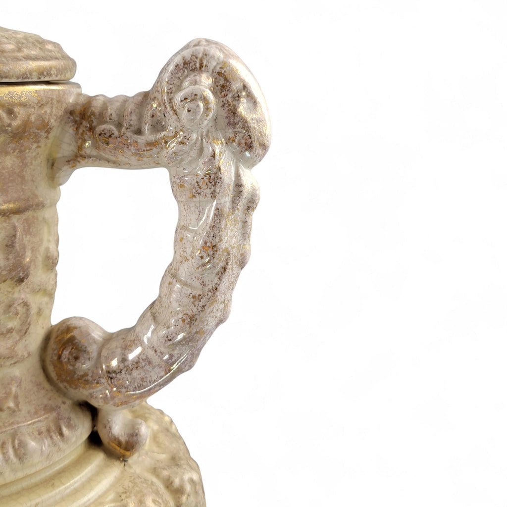 Monumental French barbotine wine ewer Choisy-le-Roi or Sarreguemines c.1875–95