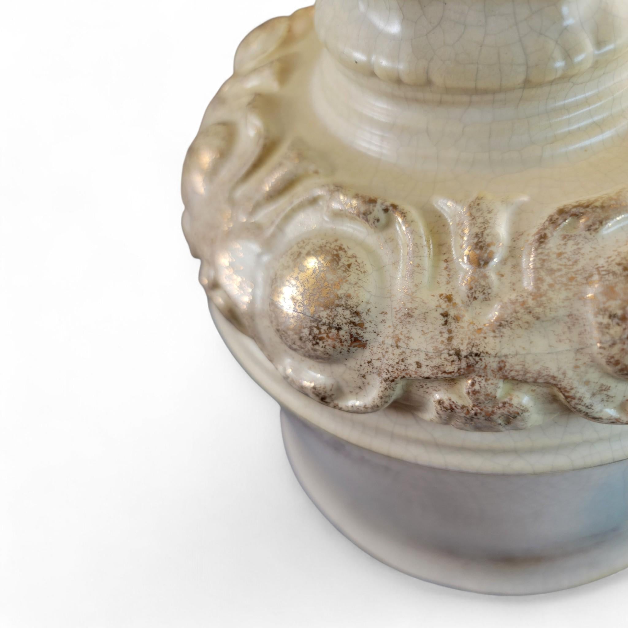 Monumental French barbotine wine ewer Choisy-le-Roi or Sarreguemines c.1875–95