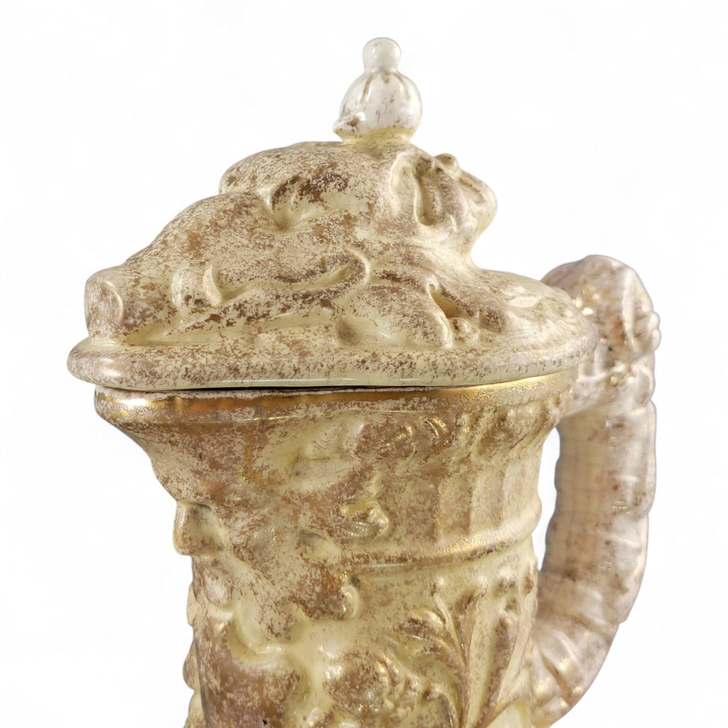 Monumental French barbotine wine ewer Choisy-le-Roi or Sarreguemines c.1875–95