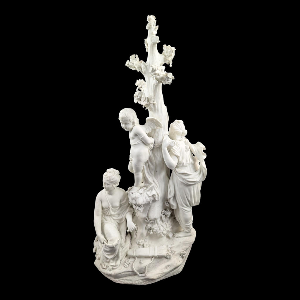 Early Derby biscuit ‘Three Graces distressing Cupid’, c.1775–1785 — rare