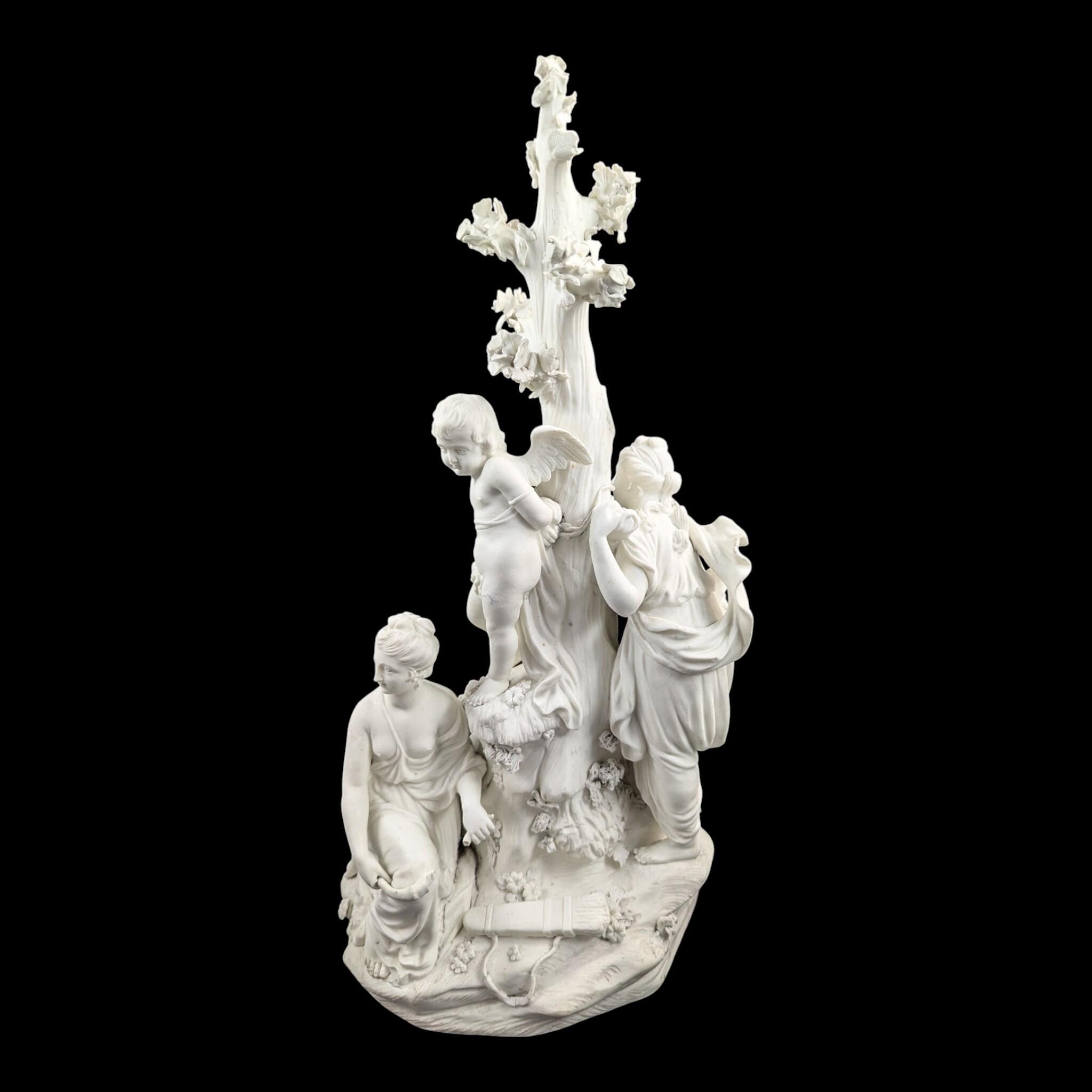 Early Derby biscuit ‘Three Graces distressing Cupid’, c.1775–1785 — rare