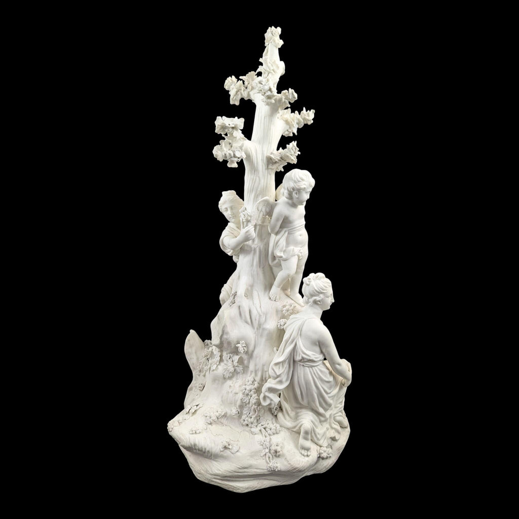 Early Derby biscuit ‘Three Graces distressing Cupid’, c.1775–1785 — rare