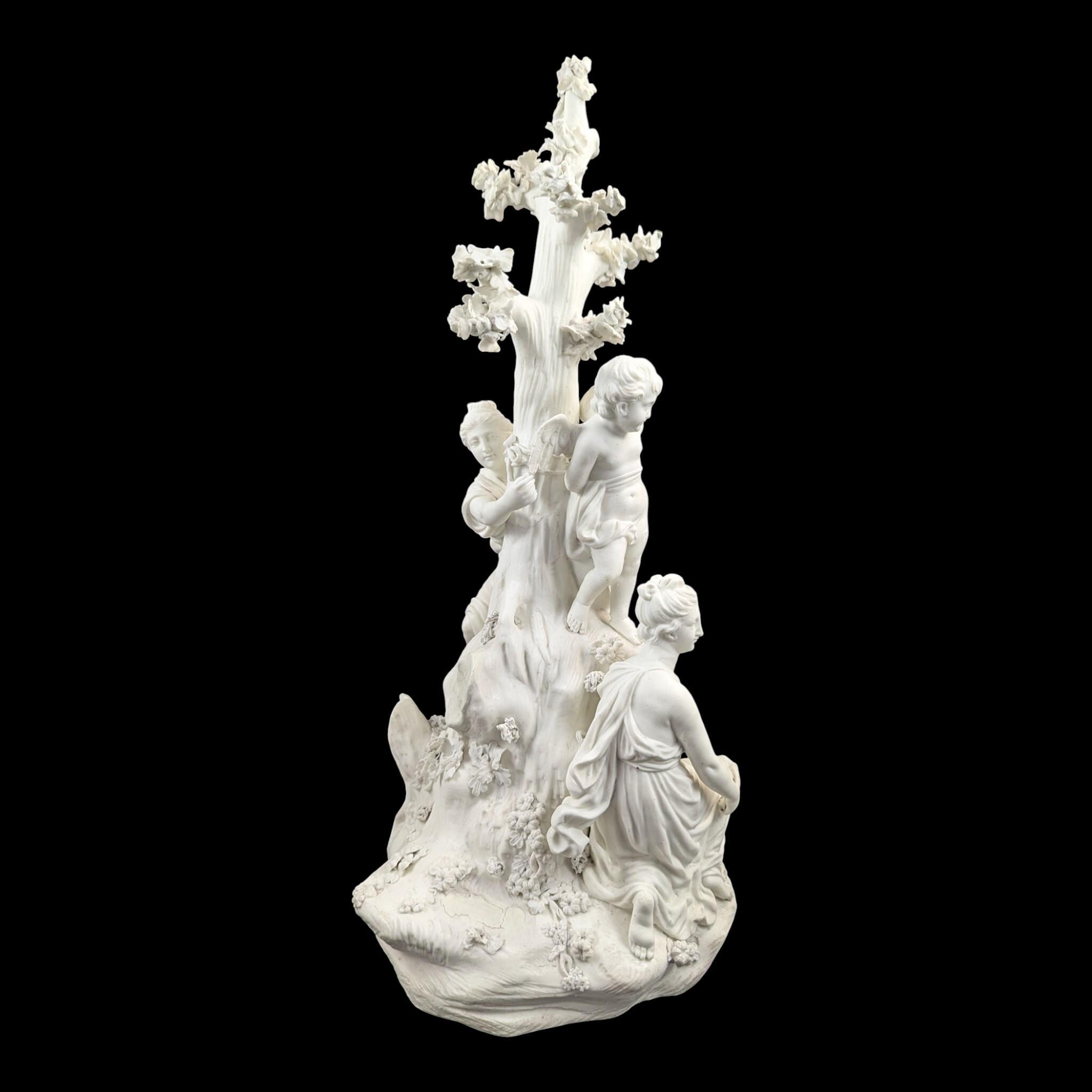 Early Derby biscuit ‘Three Graces distressing Cupid’, c.1775–1785 — rare