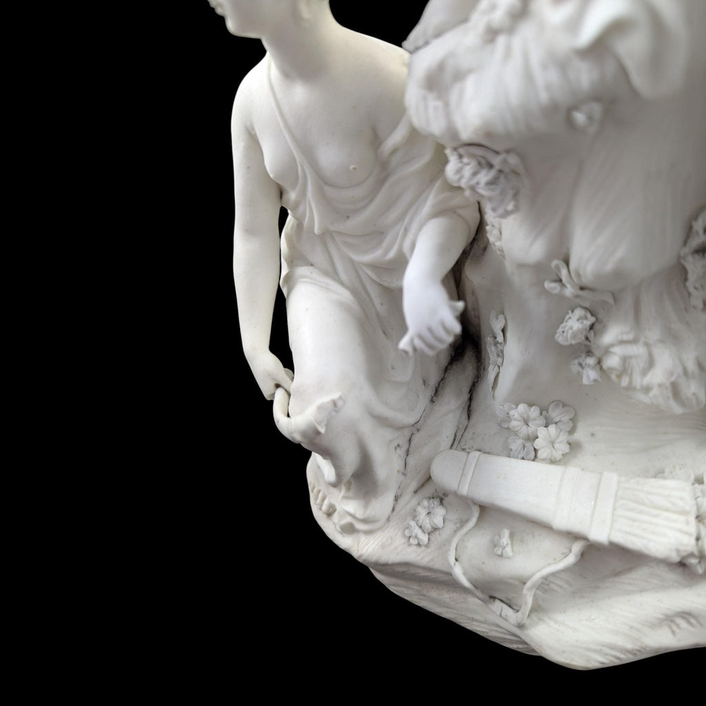 Early Derby biscuit ‘Three Graces distressing Cupid’, c.1775–1785 — rare