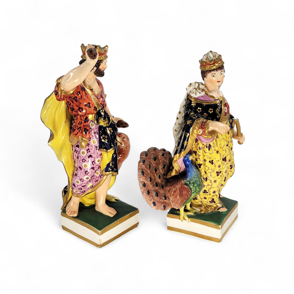 Royal Crown Derby Bloor period porcelain figures of Jupiter and Juno, c. 1830 — rich enamels & gilding