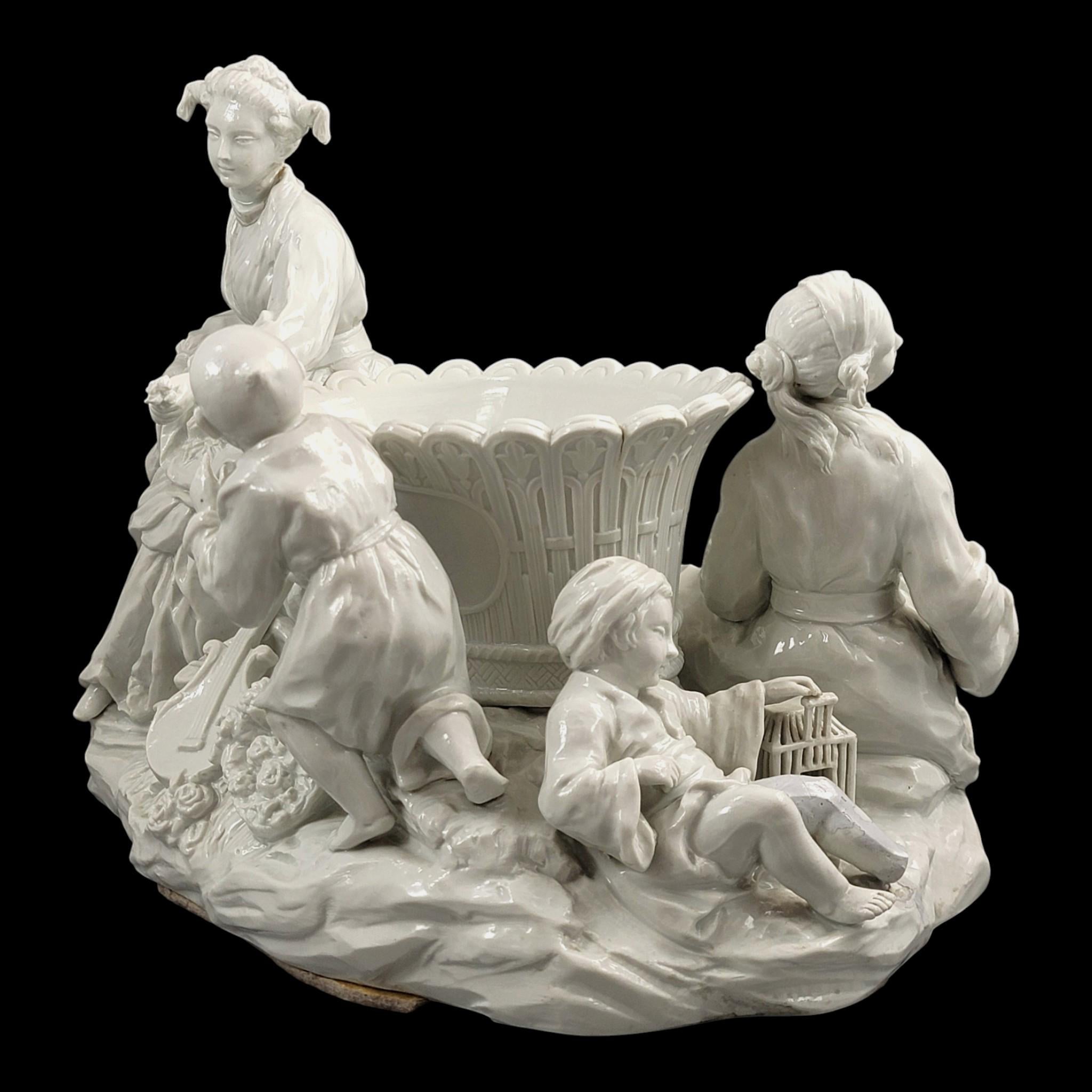 Large French soft-paste chinoiserie figure group, c.1750–1760