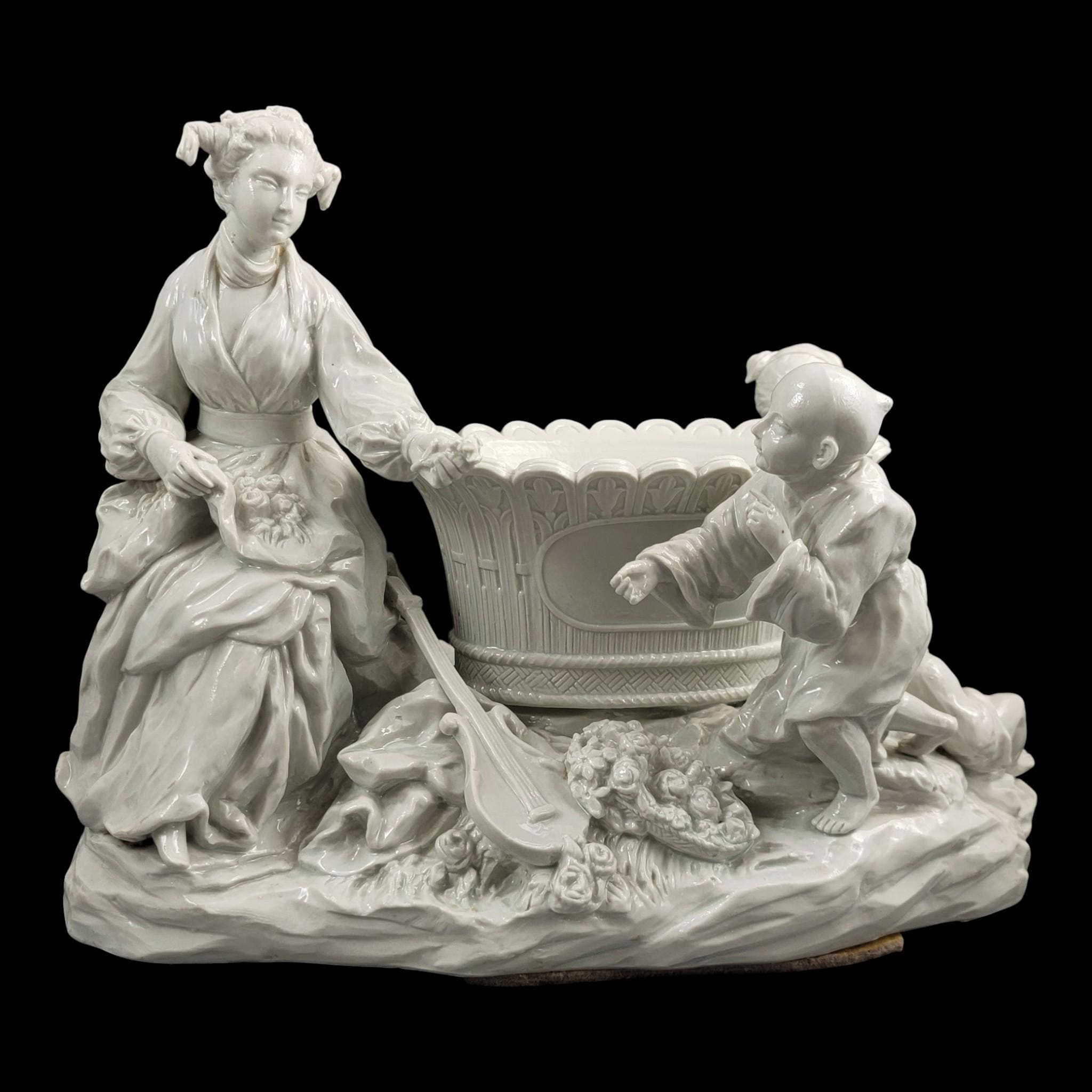 Large French soft-paste chinoiserie figure group, c.1750–1760