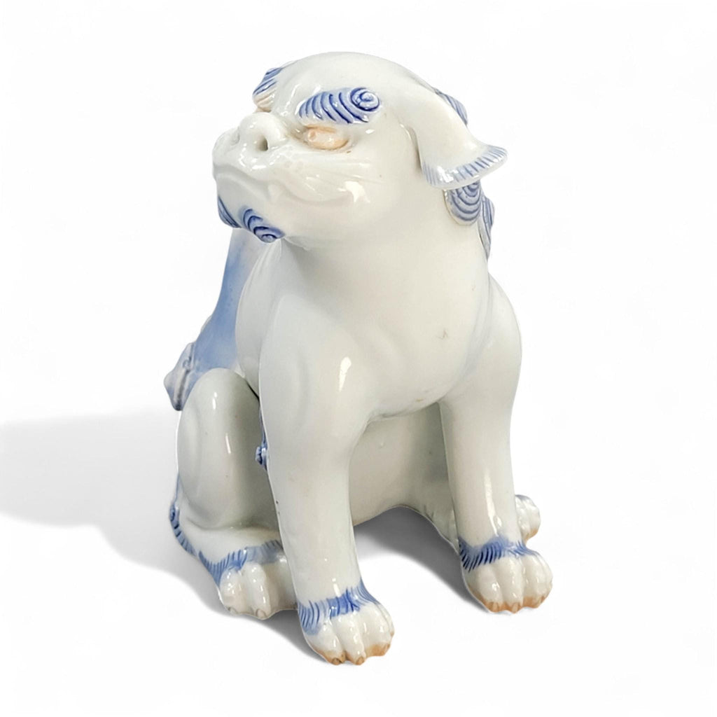 Hirado porcelain karashishi lion dog in blue and white, Japanese Edo–Meiji period c. 1840–1880