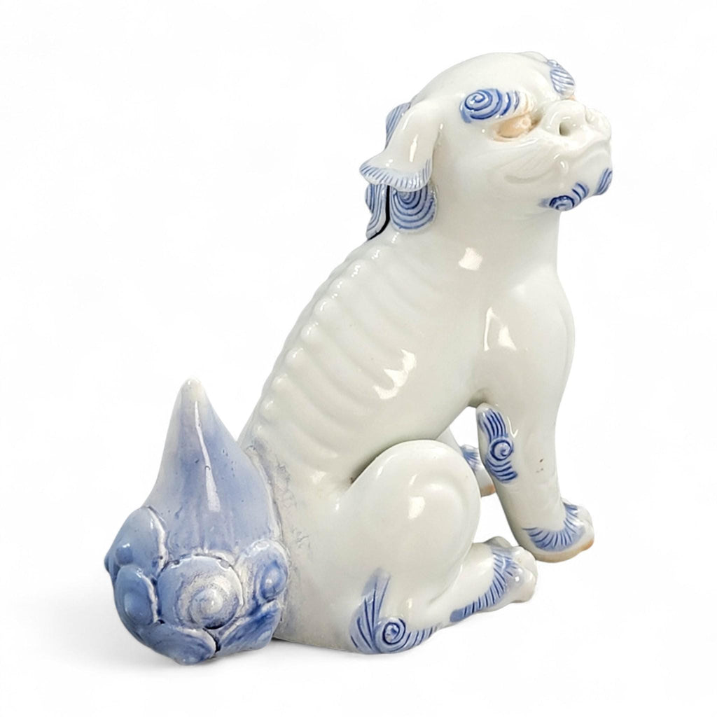 Hirado porcelain karashishi lion dog in blue and white, Japanese Edo–Meiji period c. 1840–1880