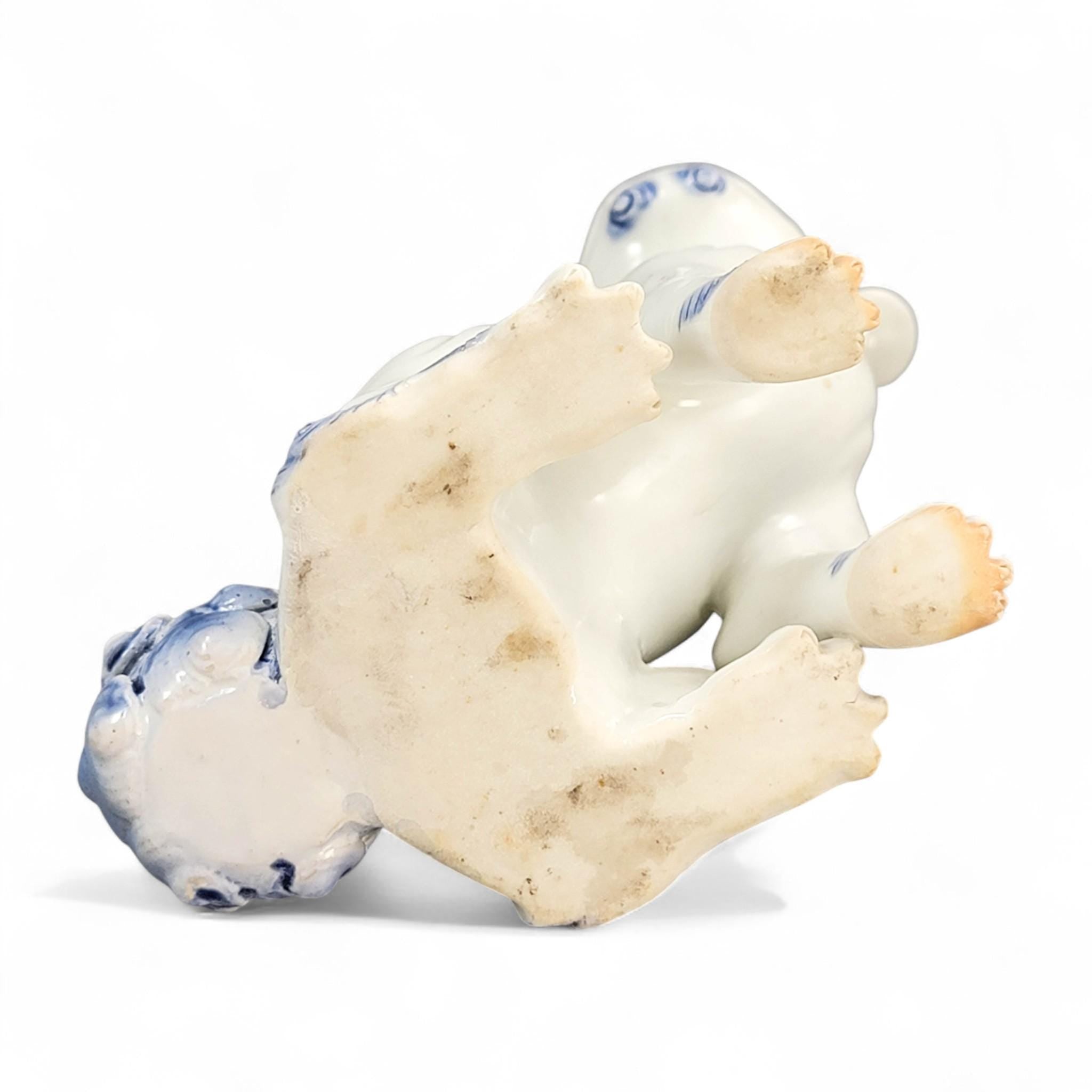 Hirado porcelain karashishi lion dog in blue and white, Japanese Edo–Meiji period c. 1840–1880