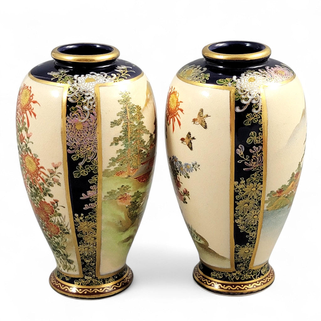 Pair Tashiro (田代) Satsuma-Style Vases — Japan c. 1920–30s