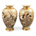 Pair Hododa (保土田造) Satsuma Vases, Shimazu Crest — Japan c. 1895–1915