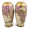 Antique Pair of Satsuma Wisteria Vases, Signed Tagawa, c. 1900–1920
