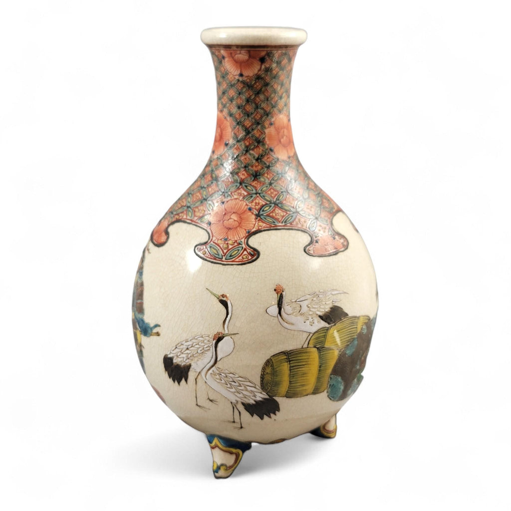 Kyoto Satsuma Tripod Vase — Chōshūzan, decorated by Jissei after Yoshisada (Meiji)