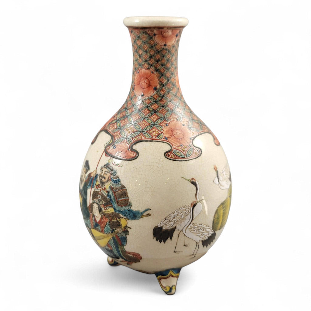 Kyoto Satsuma Tripod Vase — Chōshūzan, decorated by Jissei after Yoshisada (Meiji)