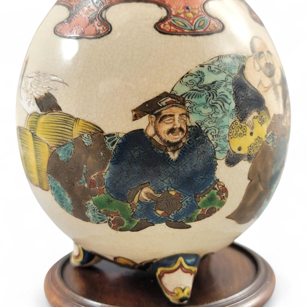Kyoto Satsuma Tripod Vase — Chōshūzan, decorated by Jissei after Yoshisada (Meiji)