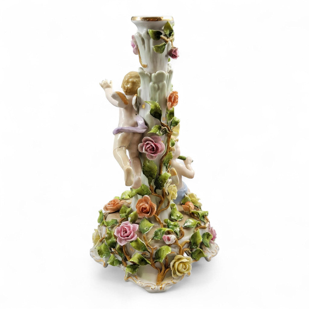 Large Schierholz Plaue floral centrepiece with putti, Dresden style porcelain, c.1907