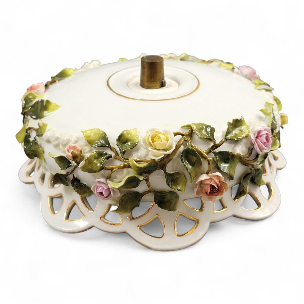 Large Schierholz Plaue floral centrepiece with putti, Dresden style porcelain, c.1907