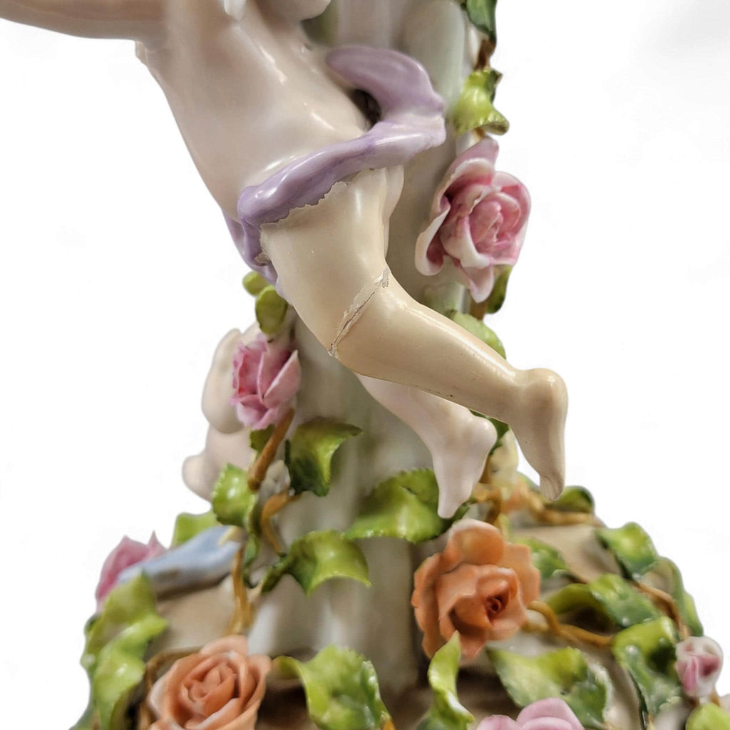 Large Schierholz Plaue floral centrepiece with putti, Dresden style porcelain, c.1907
