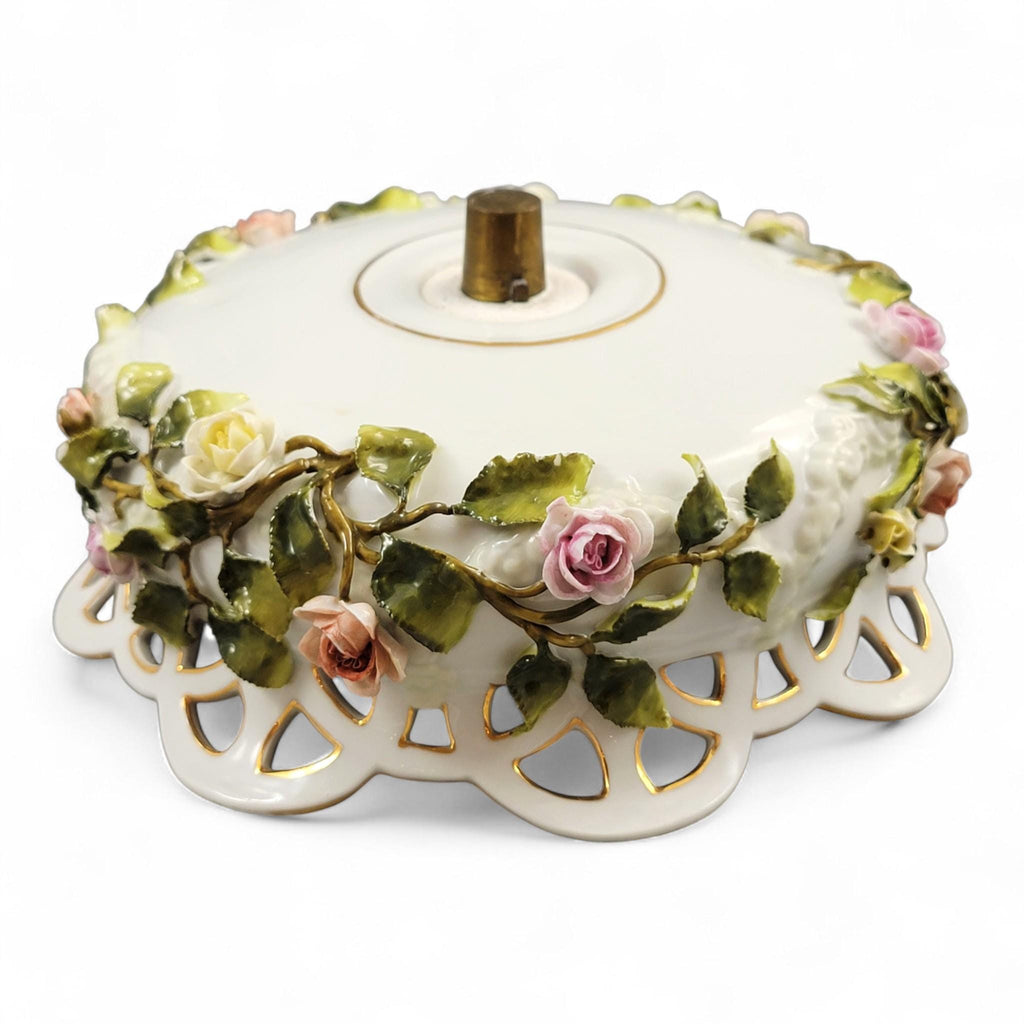 Large Schierholz Plaue floral centrepiece with putti, Dresden style porcelain, c.1907