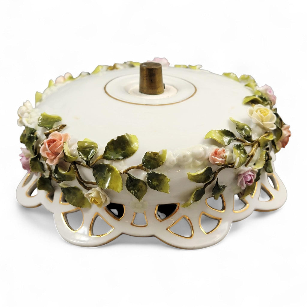 Large Schierholz Plaue floral centrepiece with putti, Dresden style porcelain, c.1907
