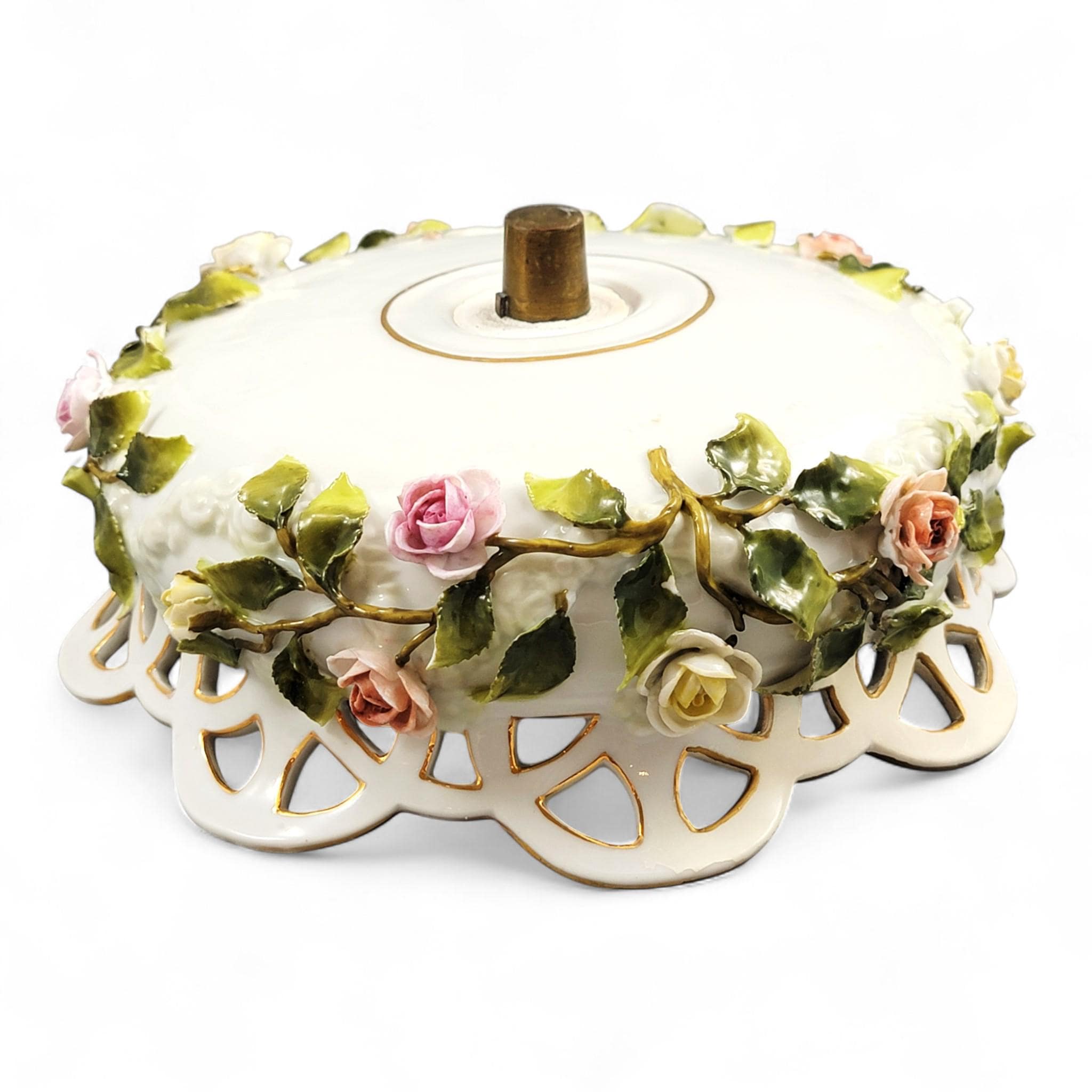 Large Schierholz Plaue floral centrepiece with putti, Dresden style porcelain, c.1907