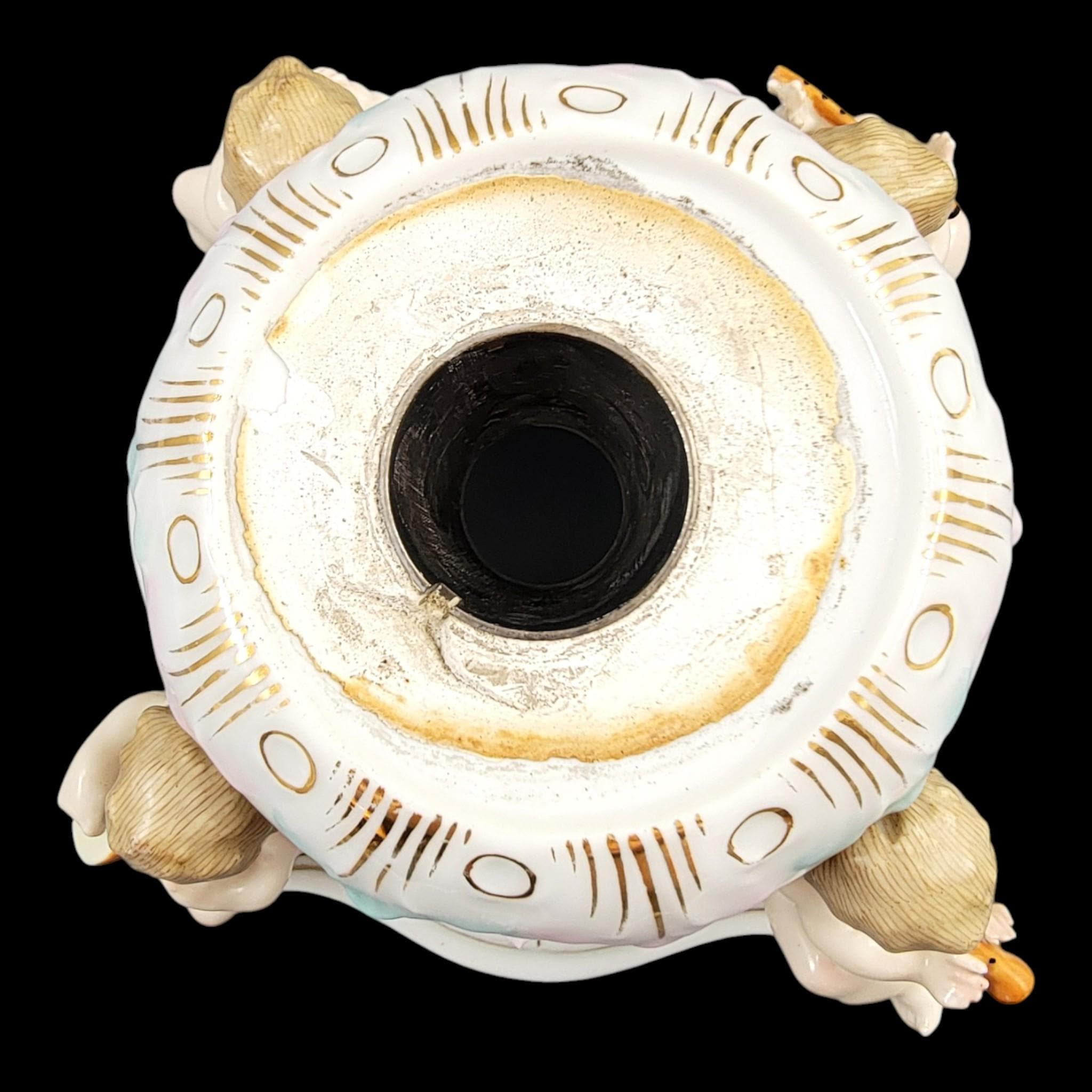 Large Schierholz Plaue floral centrepiece with putti, Dresden style porcelain, c.1907