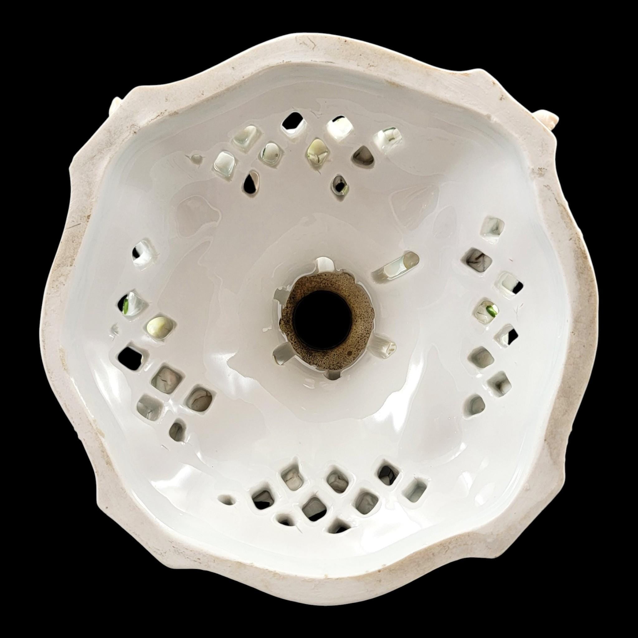 Large Schierholz Plaue floral centrepiece with putti, Dresden style porcelain, c.1907
