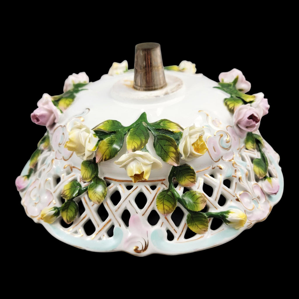 Large Schierholz Plaue floral centrepiece with putti, Dresden style porcelain, c.1907