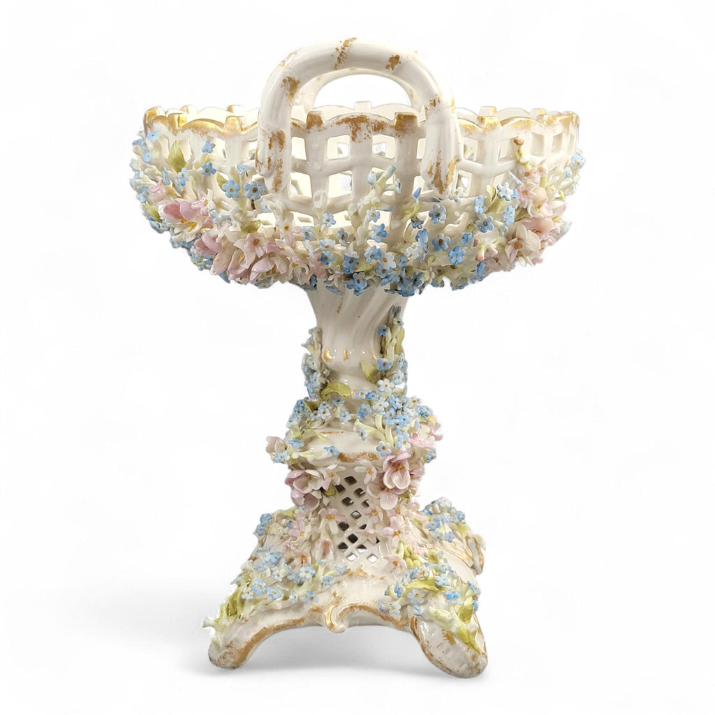 Antique Schierholz Plaue Flower-Encrusted Porcelain Centerpiece, c.1885