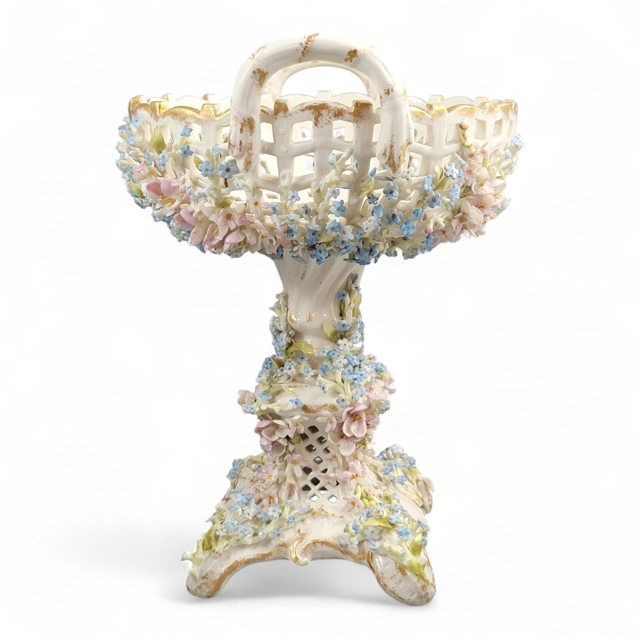 Antique Schierholz Plaue Flower-Encrusted Porcelain Centerpiece, c.1885