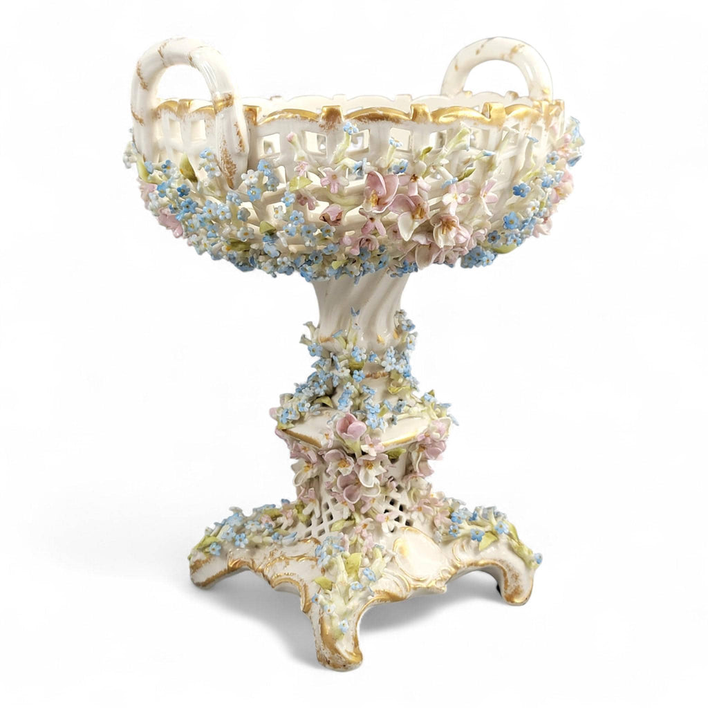 Antique Schierholz Plaue Flower-Encrusted Porcelain Centerpiece, c.1885