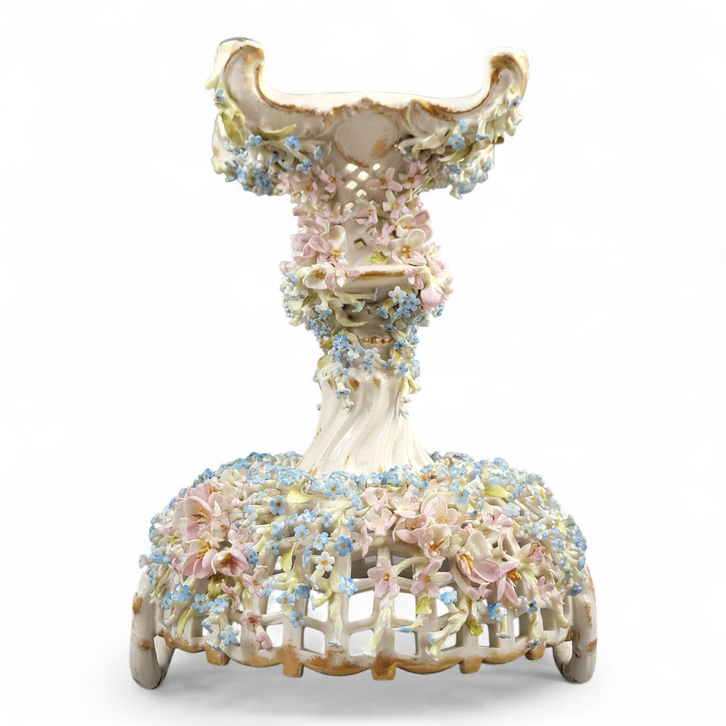 Antique Schierholz Plaue Flower-Encrusted Porcelain Centerpiece, c.1885