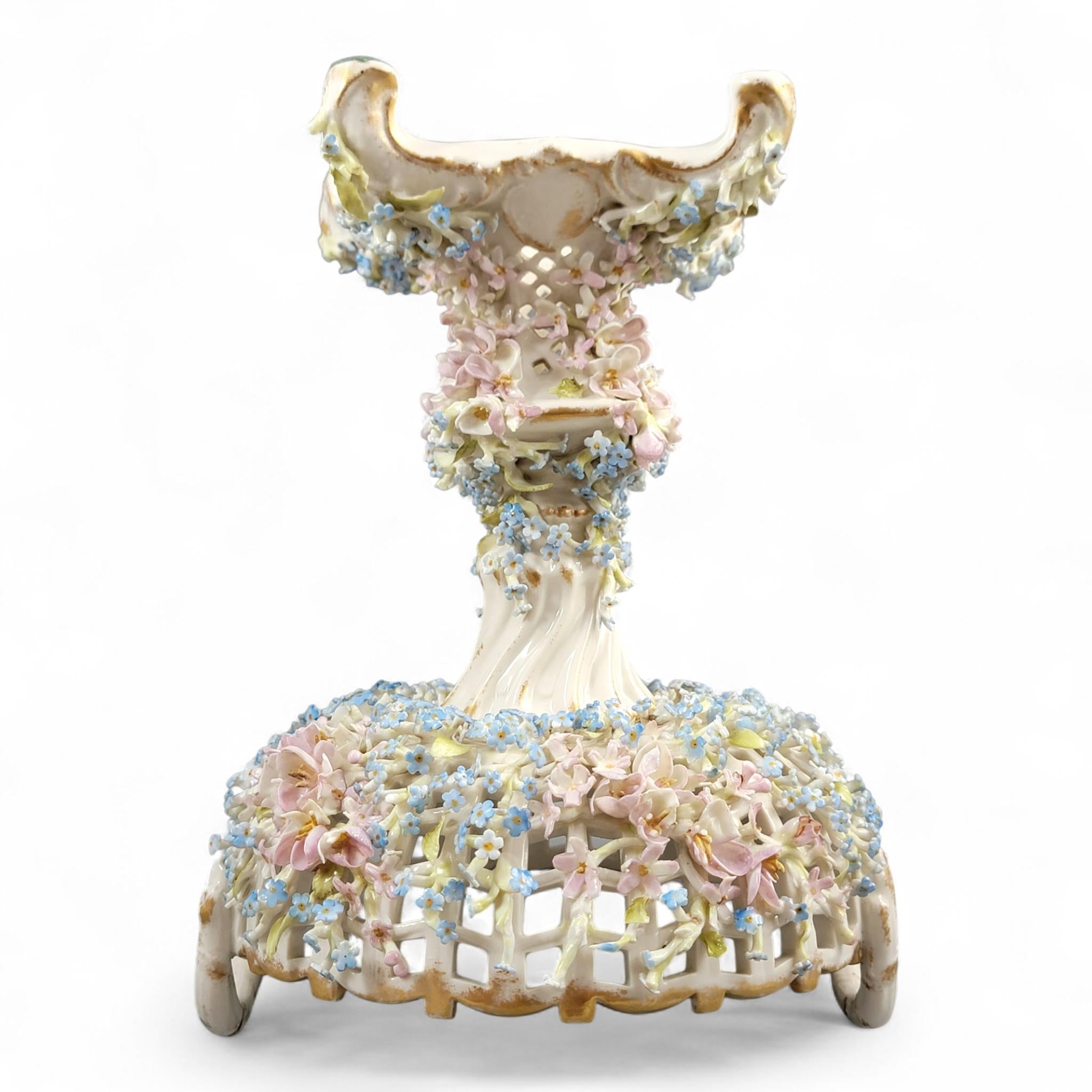 Antique Schierholz Plaue Flower-Encrusted Porcelain Centerpiece, c.1885