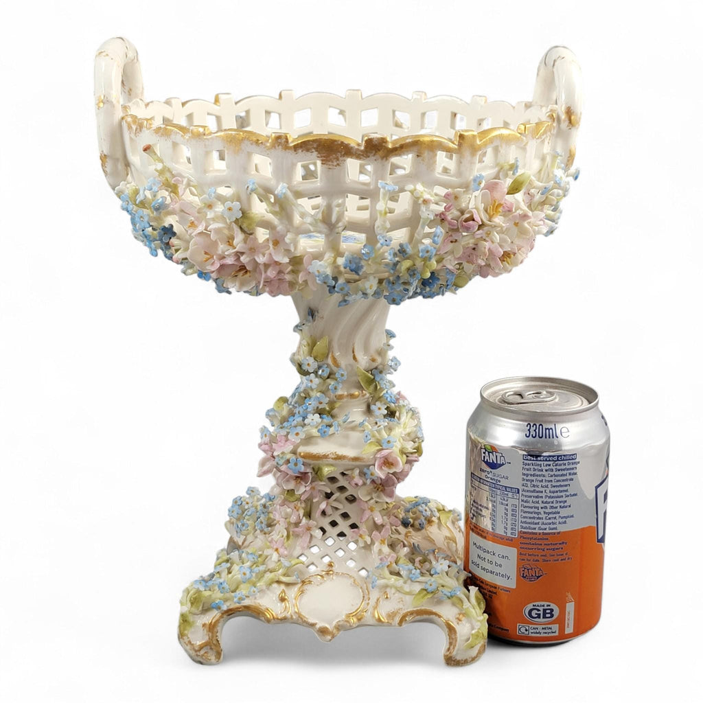 Antique Schierholz Plaue Flower-Encrusted Porcelain Centerpiece, c.1885