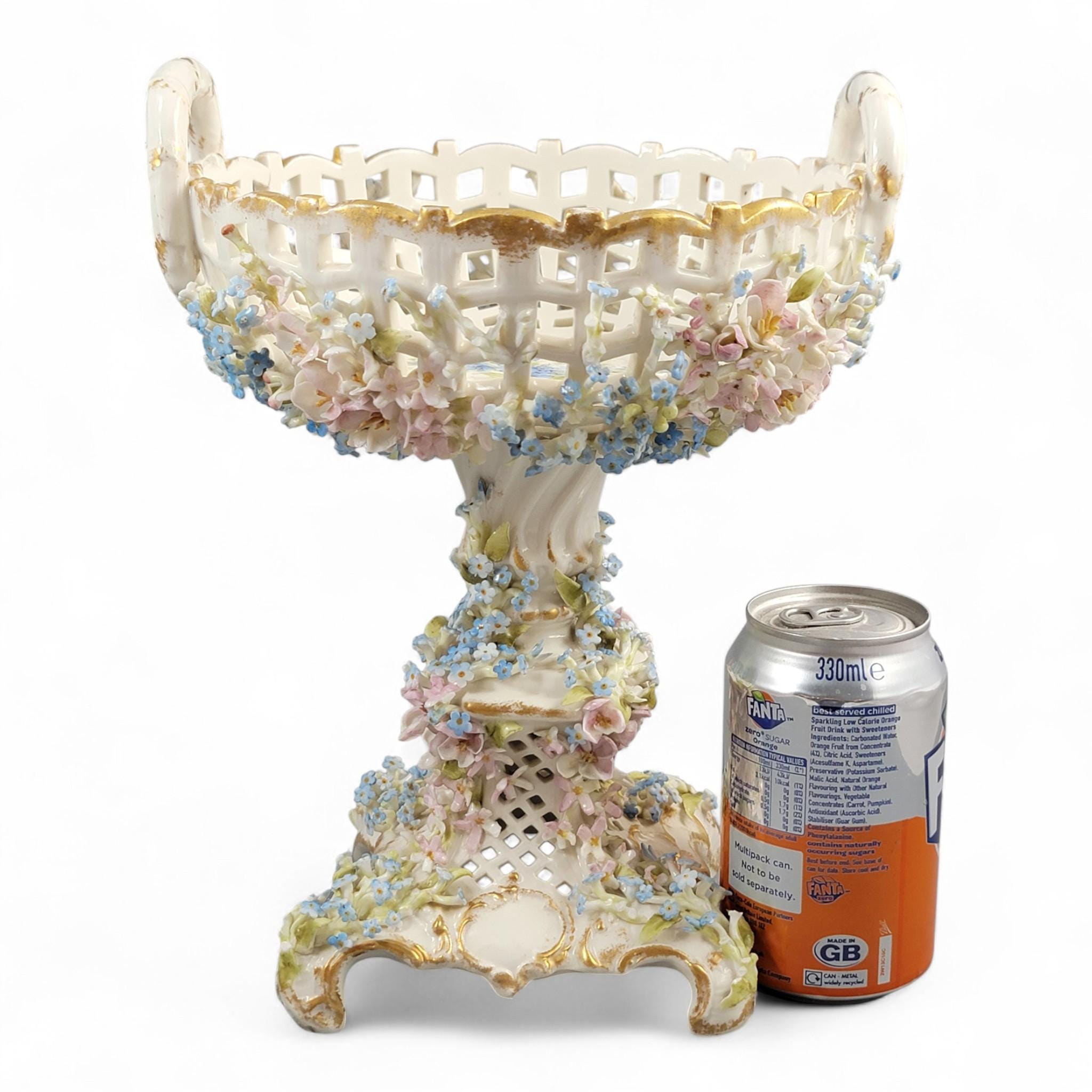 Antique Schierholz Plaue Flower-Encrusted Porcelain Centerpiece, c.1885