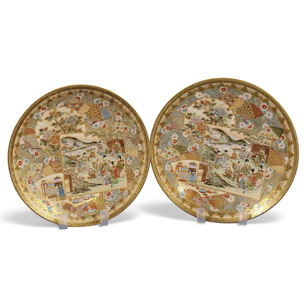 Pair of Meiji Satsuma Dishes by Shuzan for Yasuda