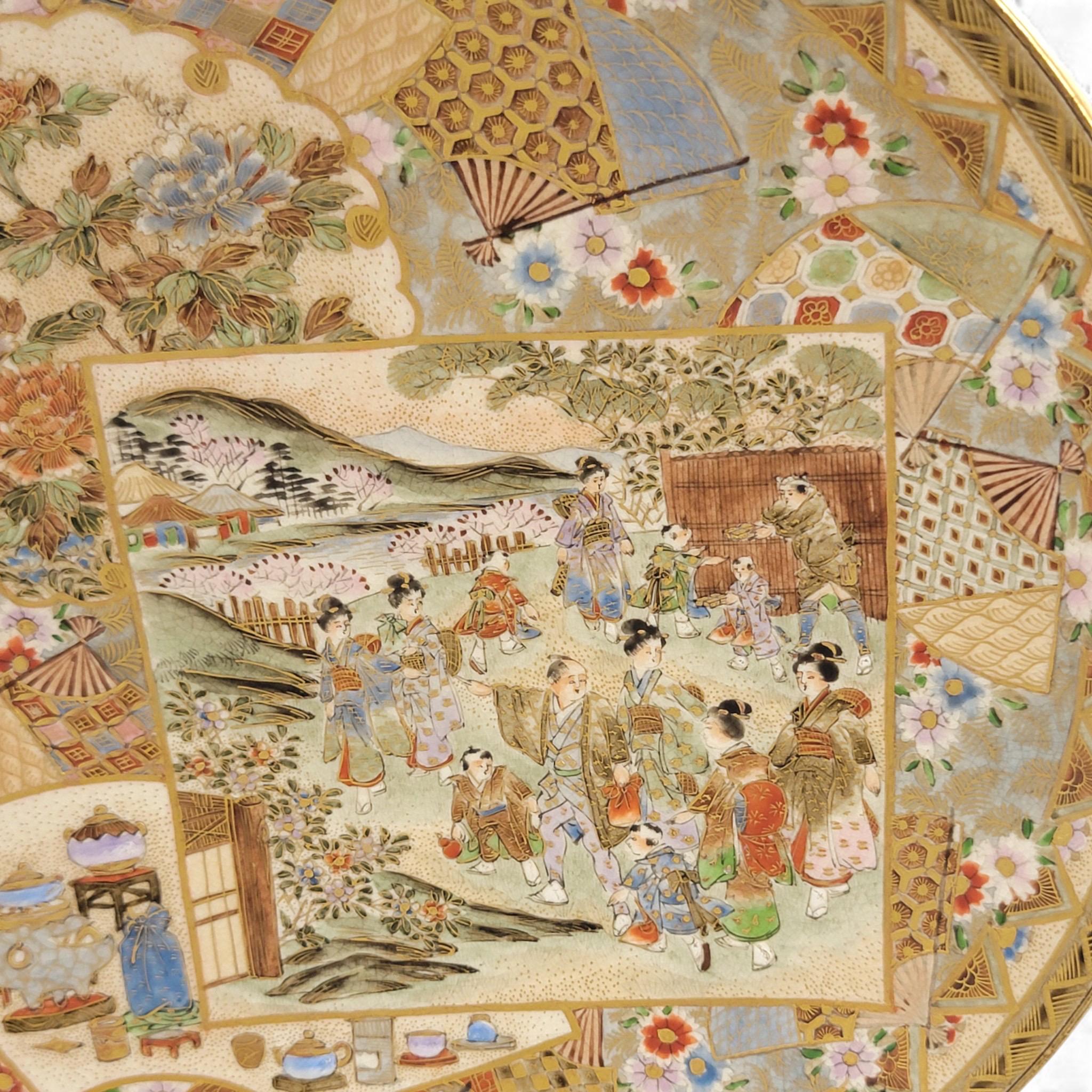 Pair of Meiji Satsuma Dishes by Shuzan for Yasuda
