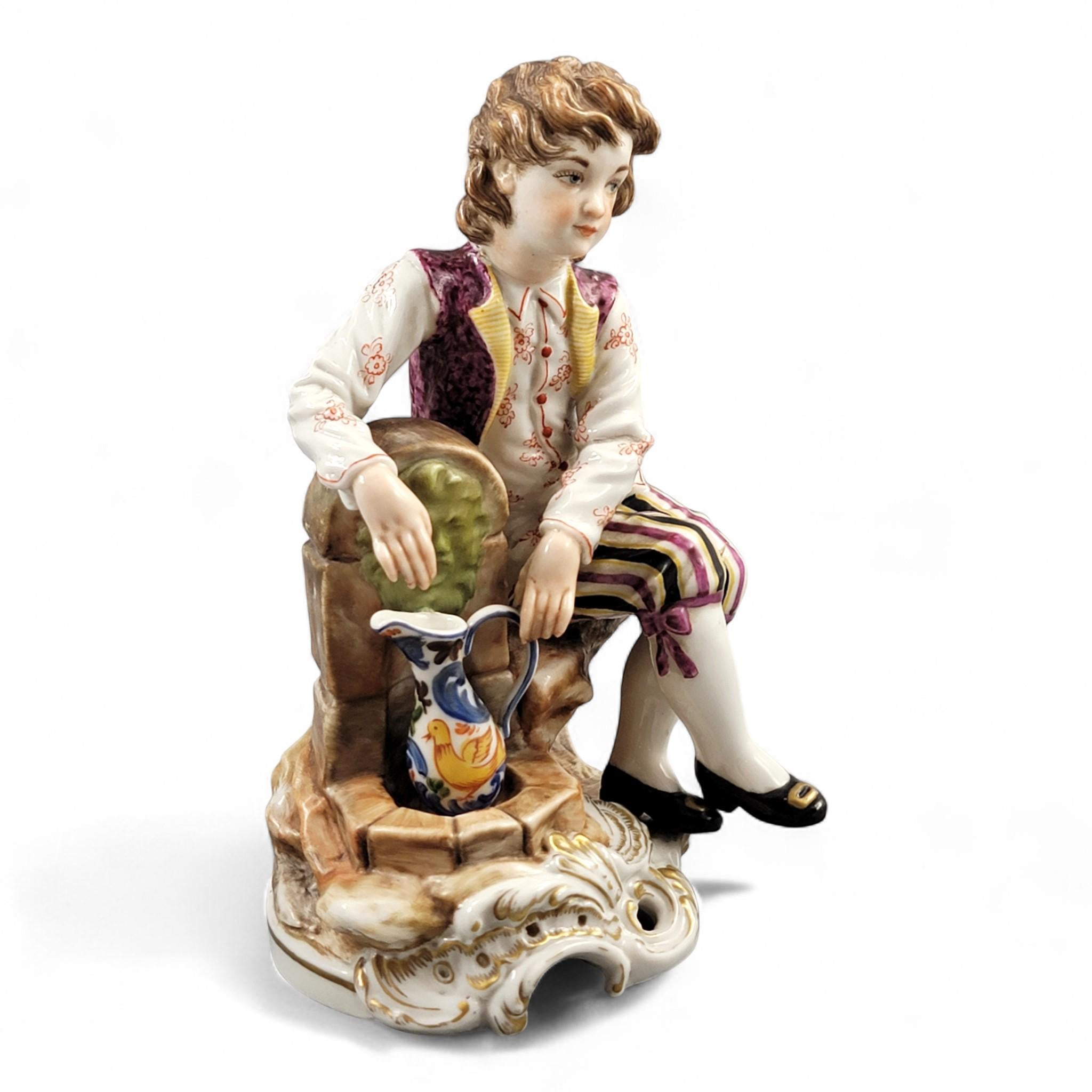 Rare early Lladro figure “Young Man at the Fountain”, handmade c.1957